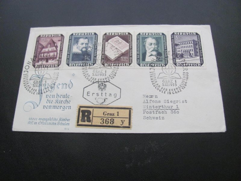 AUSTRIA 1953 SC# B281-5 REGISTERED FDC