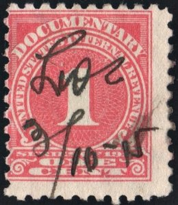 R207 1¢ Documentary Stamp (1914) Used