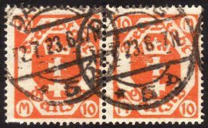 1923, Danzig, 10Mk, Used pair, Sc 102, Mi 125Y