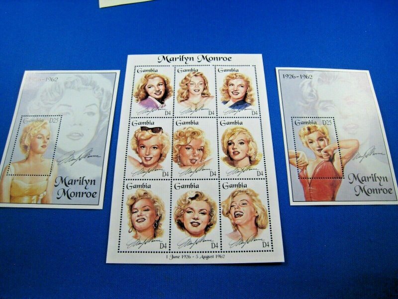 GAMBIA  -  SCOTT # 1601-1603  -   MARILYN MONROE S/S & MINI SHEET    MNH (ww106)