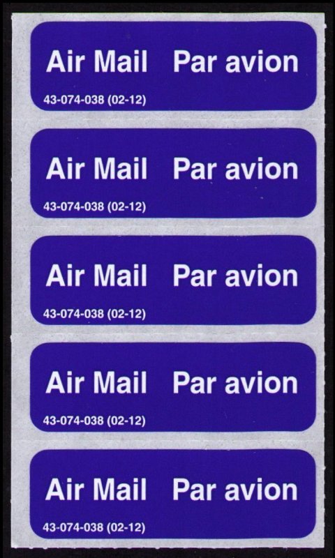 CANADA 2003 AIR MAIL LABELS STICKERS CAT #cc8720.9 PANE LOT 5 AIRMAIL CINDERELLA