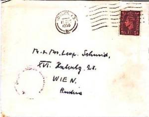 Great Britain 1 1/2d KGVI 1950 London F.S. M to Vienna, Austria.  Austria Cen...