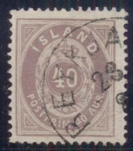 ICELAND #18 (17) 40aur red violet, used w/Reykjavik 1893 cancel, Scott $57.50