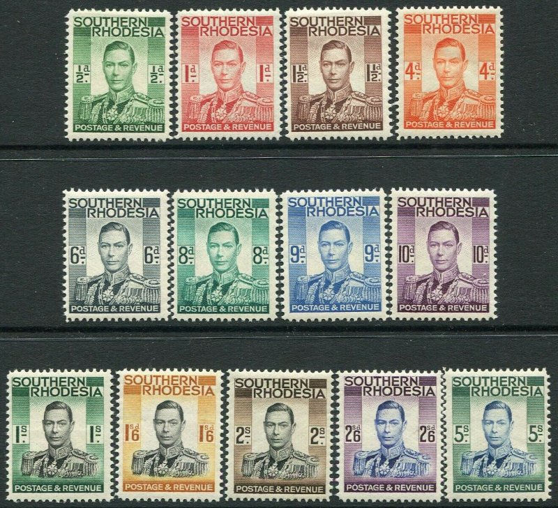 SOUTHERN RHODESIA-1937 Set to 5/- Sg 40-52 MOUNTED MINT V35954