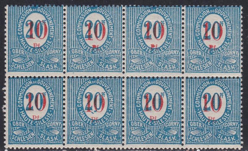 Upper Silesia # 12, NH Block of Eight Surcharged Stamps, 1/3 Cat