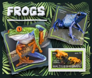 Maldives 2019 MNH Amphibians Stamps Frogs Golden Mantella Frog 1v S/S