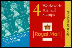 G.B. QE II 1999 BOOKLET 64p x4 (Y1733)+4x AIRMAIL LABELS MINT (NH) SG GS1 SUPERB