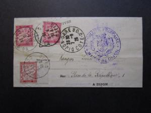 France 1926 Official Letter to Dijon w/ 3 Dues (Sm Paper Thins From Seal) -Z7058