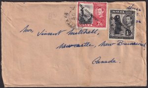 Malta - 1948 - Scott #217,220 - used on 1956 cover to Canada