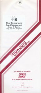 Showgard Stamp Mount 115/264 mm - CLEAR - Pack of 5 (115x265  115 mm)  STRIP