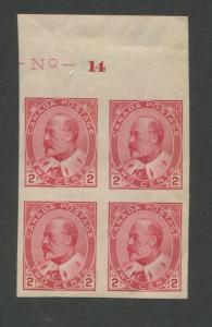 1903 Canada Postage Stamp #90A Mint Never Hinged Very Fine Imperf Block of 4