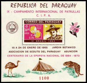 ✔️ PARAGUAY 1965 - SCOUTING PERFORATED TOP BLOCK ! - MI. BLOCK 65 ** MNH CV 100€