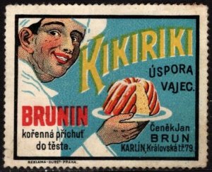 Vintage Czechoslovkia Poster Stamp Kikiriki Saving Eggs Brunin Dough Flavoring