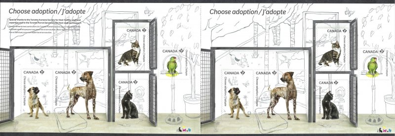 Canada #2641a P Adopt-a-Pet (2013). Booklet of 10 stamps. Five designs. MNH