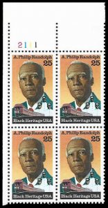 PCBstamps   US #2402 PB $1.00(4x25c)A.P. Randolph, MNH, (PB-1)