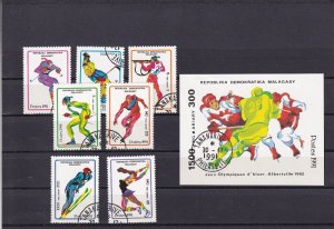 SA18i Madagascar 1991 Winter Olympic Games Albertville used stamps + minisheet