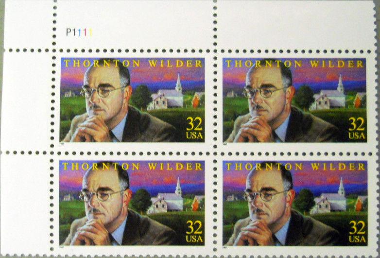 3134 Thornton Wilder Plate Block Mint/nh (Free Shipping)