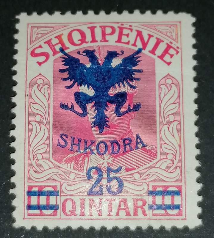 Albania 25 on 10 qintar rose red 1920 Michel 72 MNH