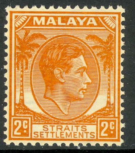 STRAITS SETTLEMENTS 1937-41 KGVI 2c Brown Orange Die II Scott No. 239A MNH