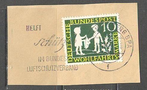 GERMANY BUND Sc# B369 USED FVF on Piece Girl Coat Boy