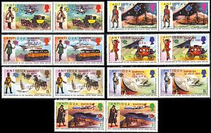 Barbuda 148-154, MNH,UPU Centennial overprint on Antigua, 7 se-tenant pairs