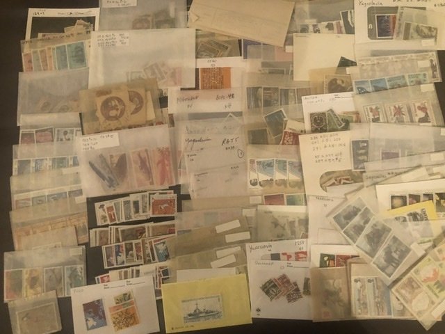 Lot of International Stamps In Glass Scenes Some Have Nice Value