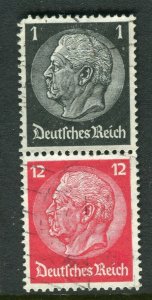GERMANY; 1933-41 early Hindenburg part Booklet Pane fine used item