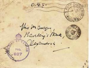 Great Britain Soldier's Free Mail 1943 Field Post Office, 317 Egypt to Alexan...