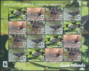 Cook Islands 2014 SG1811S WWF Spotless Crake sheetlet MNH