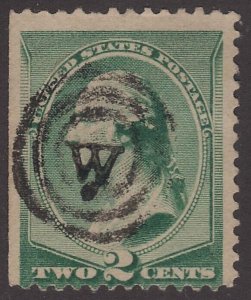 US Scott # 213 2c Washington Fancy Cancel Rare W in Target