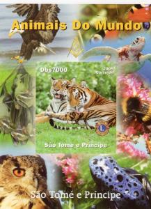 Sao Tome and Principe 2005 Freemasonry/Lions/Fauna/Tigers SS #8  MNH