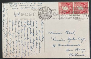 1950 Dublin Ireland Aer Lingus Slogan Cancel PC Cover To The Hague Netherlands