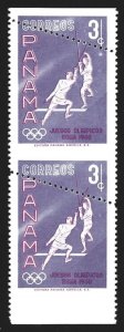 Panama 1960 Olympics Fencing 3c #433 IMPERF BETWEEN/MISPERF Var. VF Unused Error