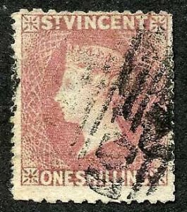 St Vincent SG20 1/- Lilac-rose Perf 11 to 12.5 x 15 Wmk Star S/ways Cat 350