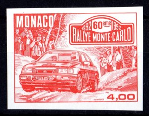 Monaco 1992 Sc#1805 MONTE CARLO RALLY 60th.Color Proof IMPERFORATED MNH