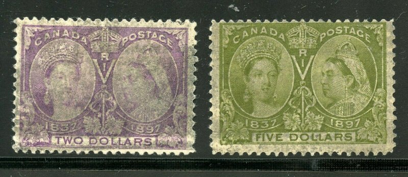 CANADA  JUBILEES  SCOTT# 62 & 65 USED  SMUDGED CANCELLATIONS --SCOTT $1700.00