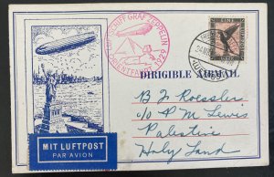 1929 Germany Graf Zeppelin LZ 127 Airmail Orient Flight PC Cover to Palestine