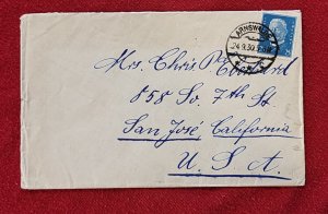 Nazi Germany WW2 WWII Third Reich cover envelope Arnswalde to San Jose CA 1930