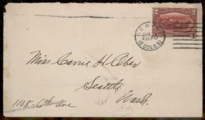 USA 1898 Colorado Denver Train Late Mail Delayed 2c Trans Miss Sc286 Cover 88137