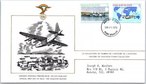HISTORY OF AVIATION TOPICAL FIRST DAY COVER SERIES 1978 FALKLAND ISLANDS 11p 33p