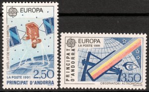 Andorra (French) #403-404  MNH - Europa TV Satellite Telescope (1991)