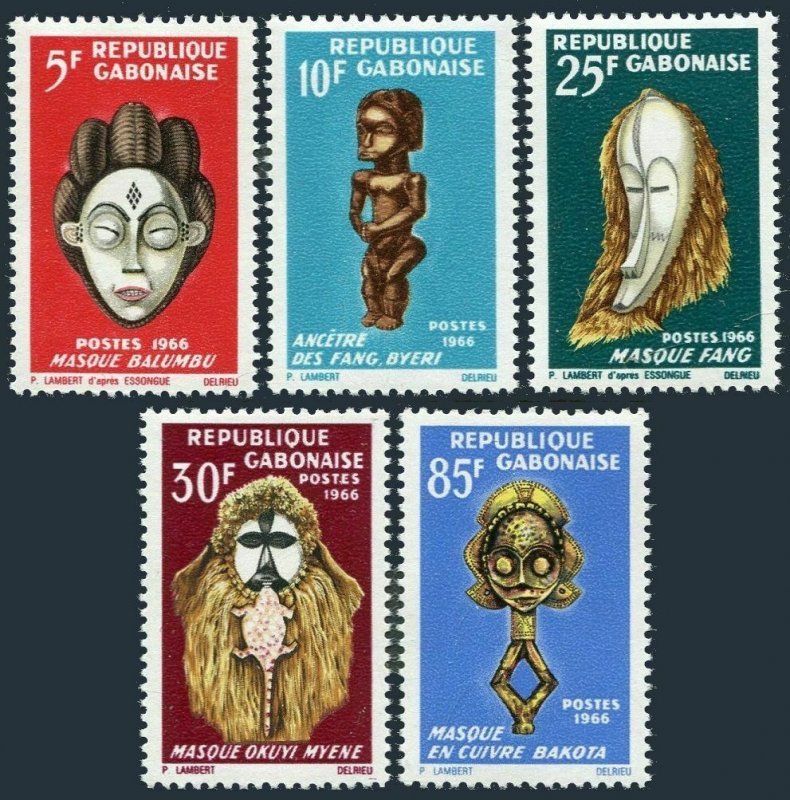 Gabon 188-192,MNH.Michel 238-242. Negro Art Festival 1966.Figures,Masks.