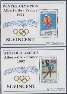 ST VINCENT Sc # 1598-9 CPL MNH SET of 2 S/S -1992 WINTER OLYMPICS, ALBERTVILLE