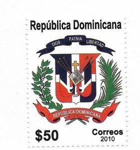 DOMINICAN REPUBLIC YEAR 2010 COAT OF ARMS MINT NH VF REPUBLICA DOMINICANA