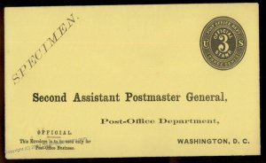 USA SPECIMEN 3c Post Office 2nd Asst UPSS PD34 Postal Stationery 86094