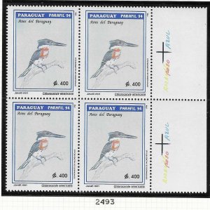 Paraguay #2493  400g Birds   block of 4  (MNH) CV$11.25