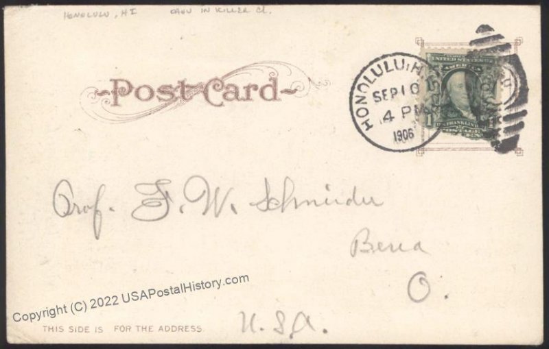 Hawaii USA 1906 Used Postcard Territory Territorial Cover 108996