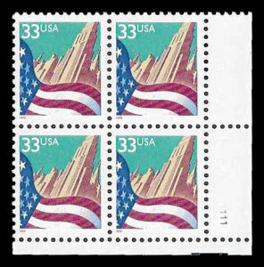 PCBstamps  US #3277 PB $1.32(4x33c) Flag & City, red, MNH, (PB-4)