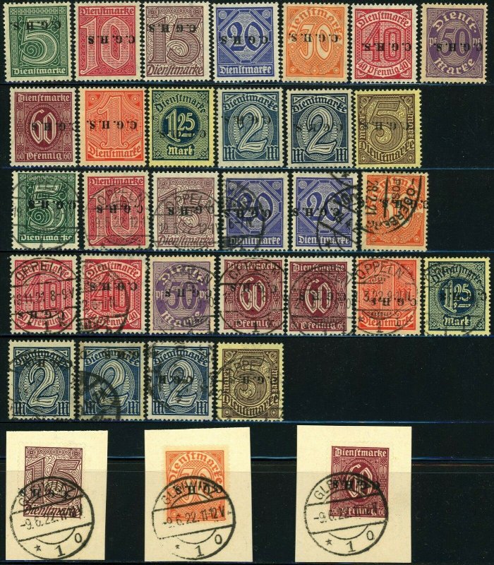 Upper SILESIA Plebiscite Sc#O39-O50 Mi#8-20 Official Stamps Inverted Overprint