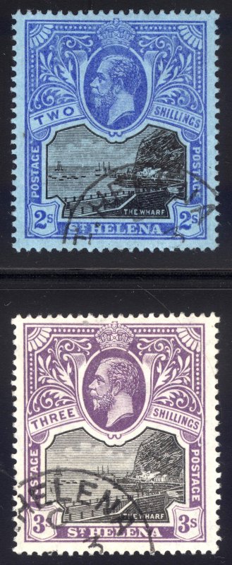 St Helena 1912 2s-3s View Scott 69-70 SG 80-81 VFU Cat $260